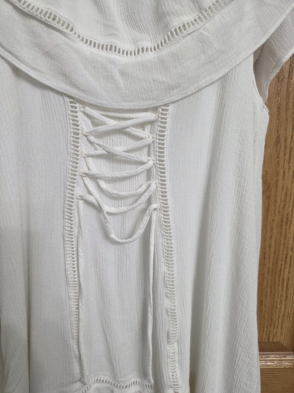 Ruby Rox Ivory Ruffle-Front Mini Dress - Picture 7 of 7